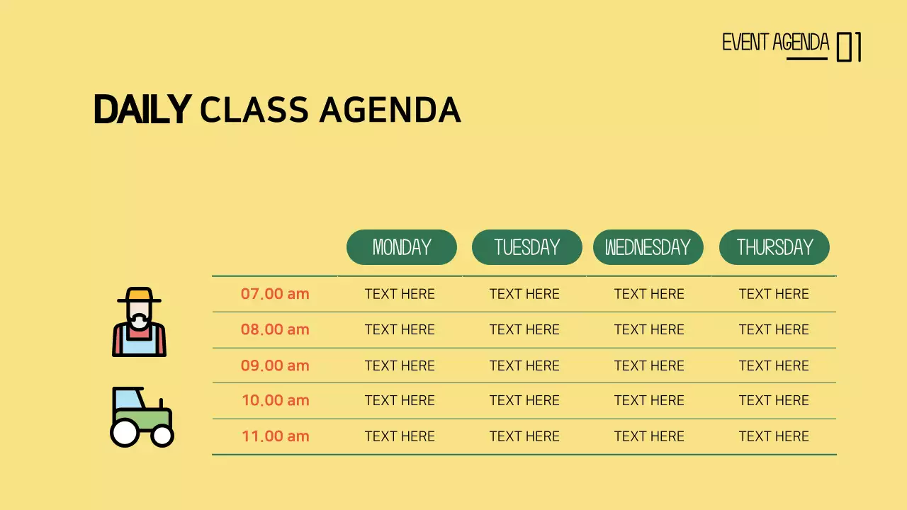 Yellow Minimal Class Agenda Infographic