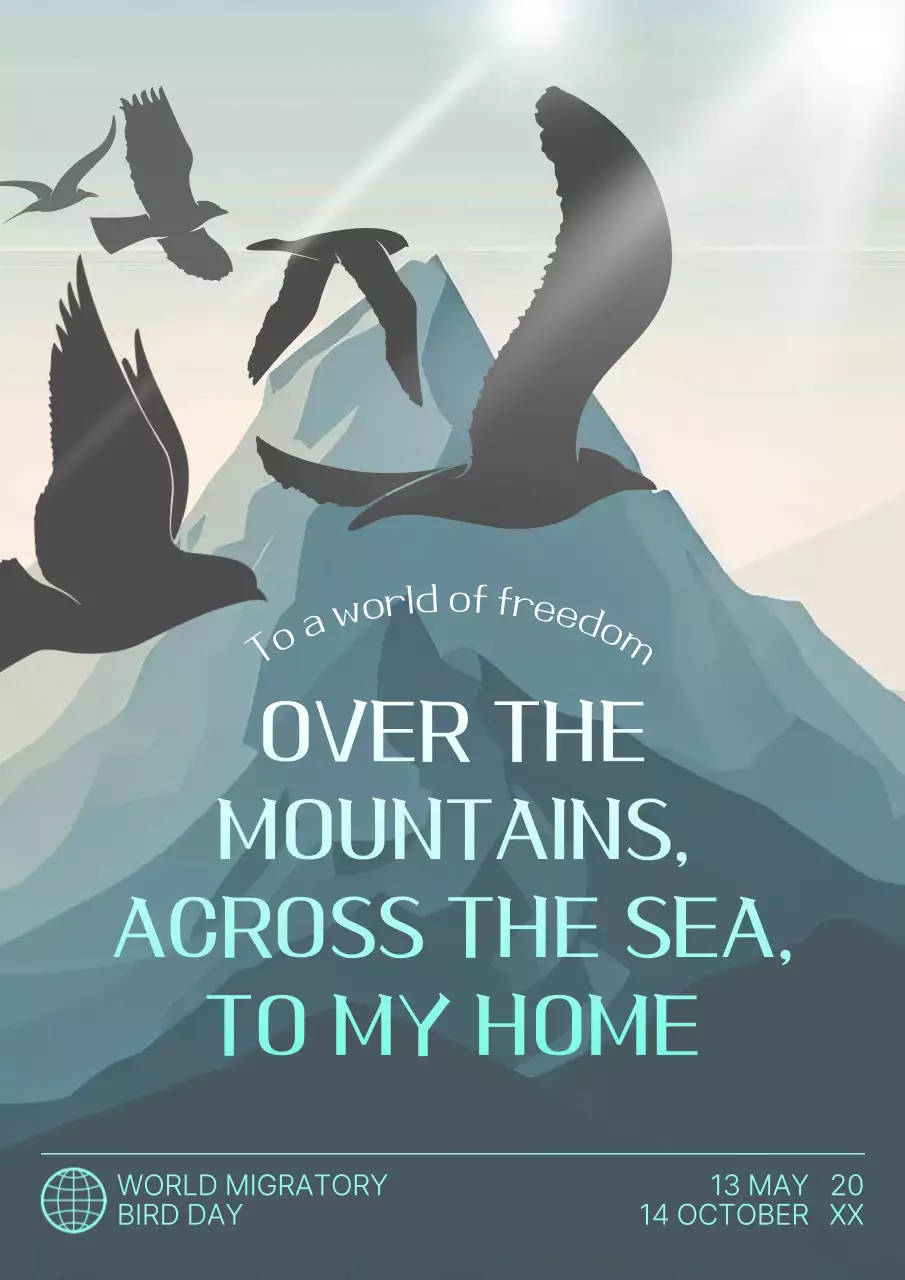 블루 미니멀 버드 이벤트 포스터