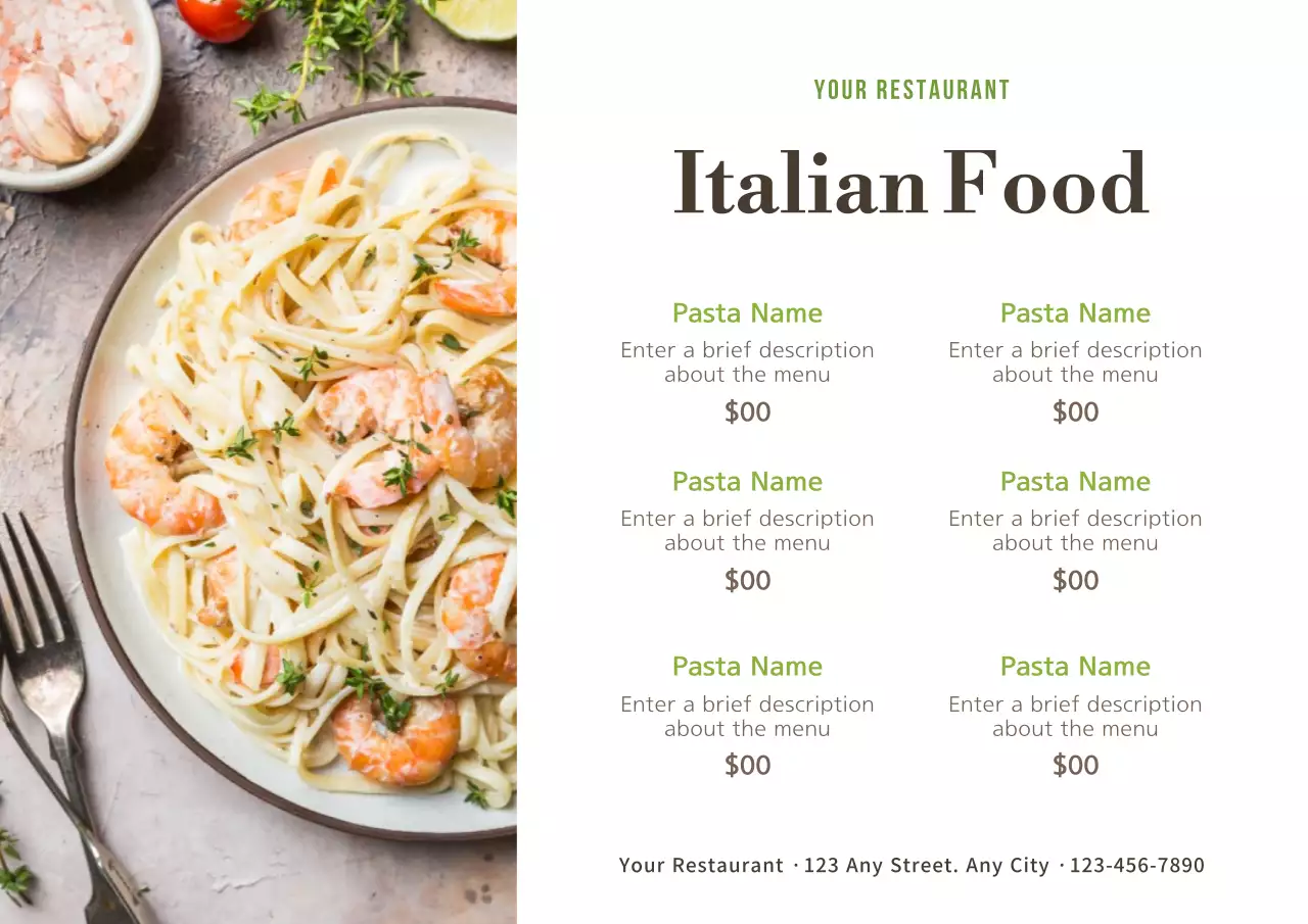 Beige Simple Food Menu Poster