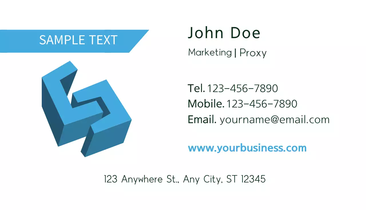 Business card with blue tones