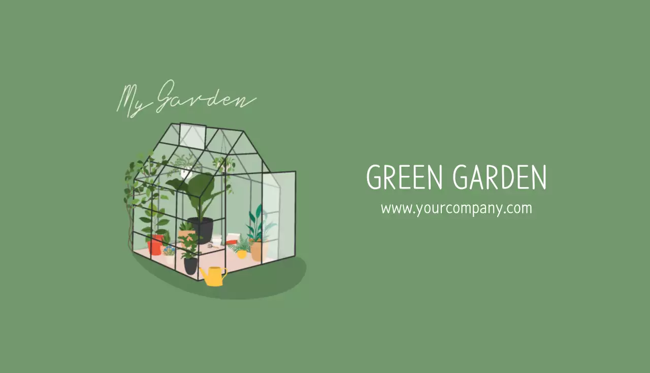 Green white illustration neat cafe botanical garden