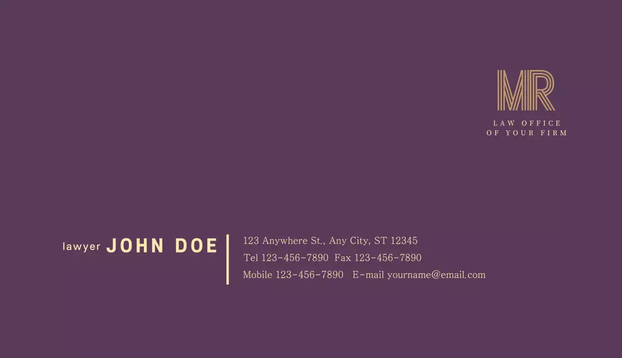 Purple Elegant Law Business Card