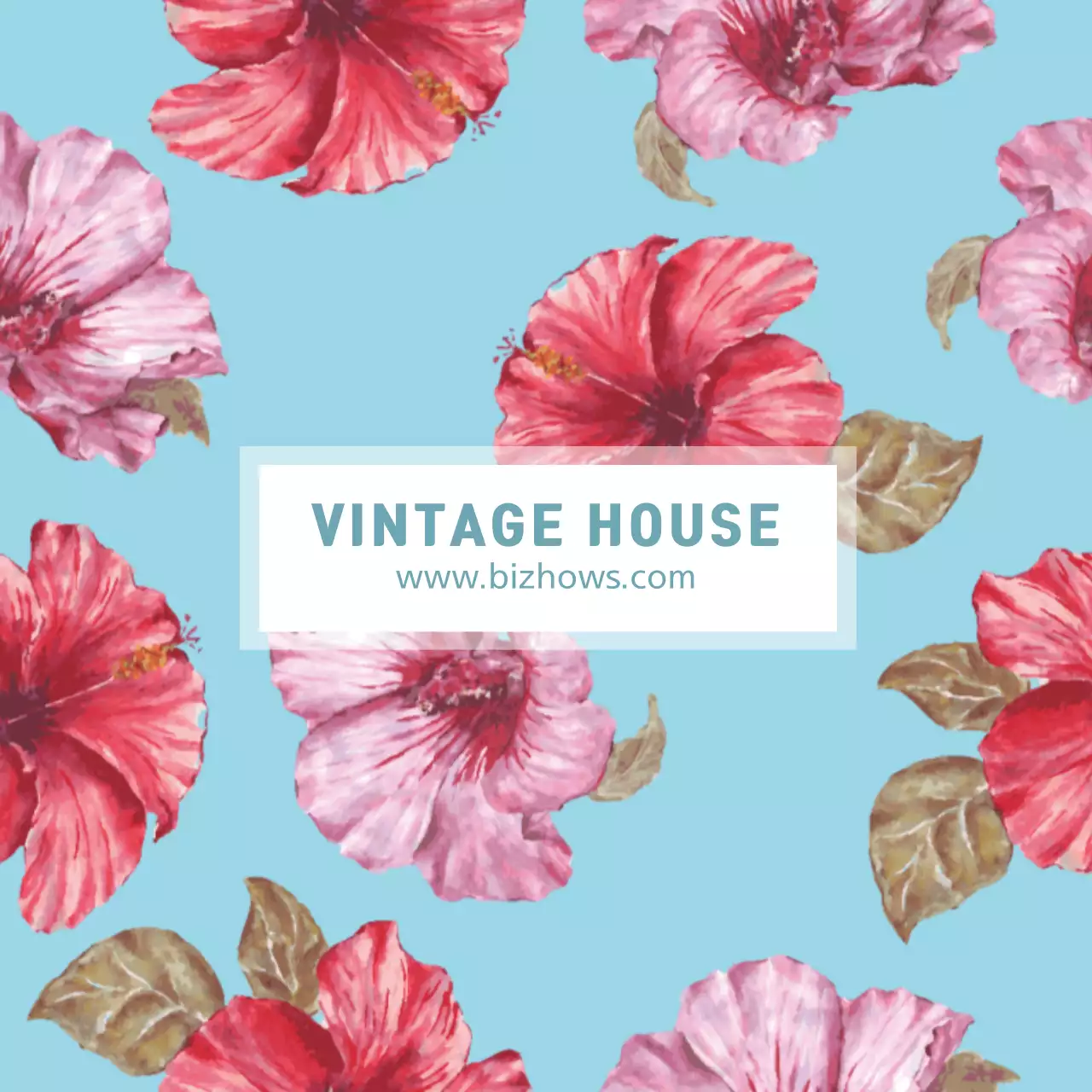 Blue Vintage Floral Promotion Banner