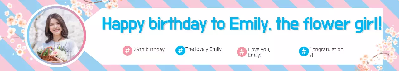 Banner de convite de aniversário floral rosa