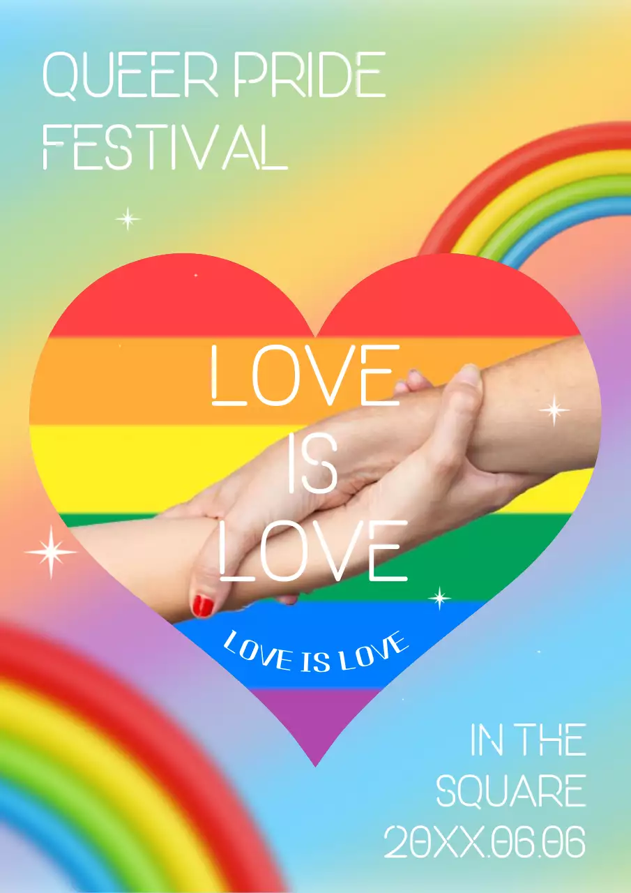 무지개와 하트 포인트의 성소수자 페스티벌 홍보