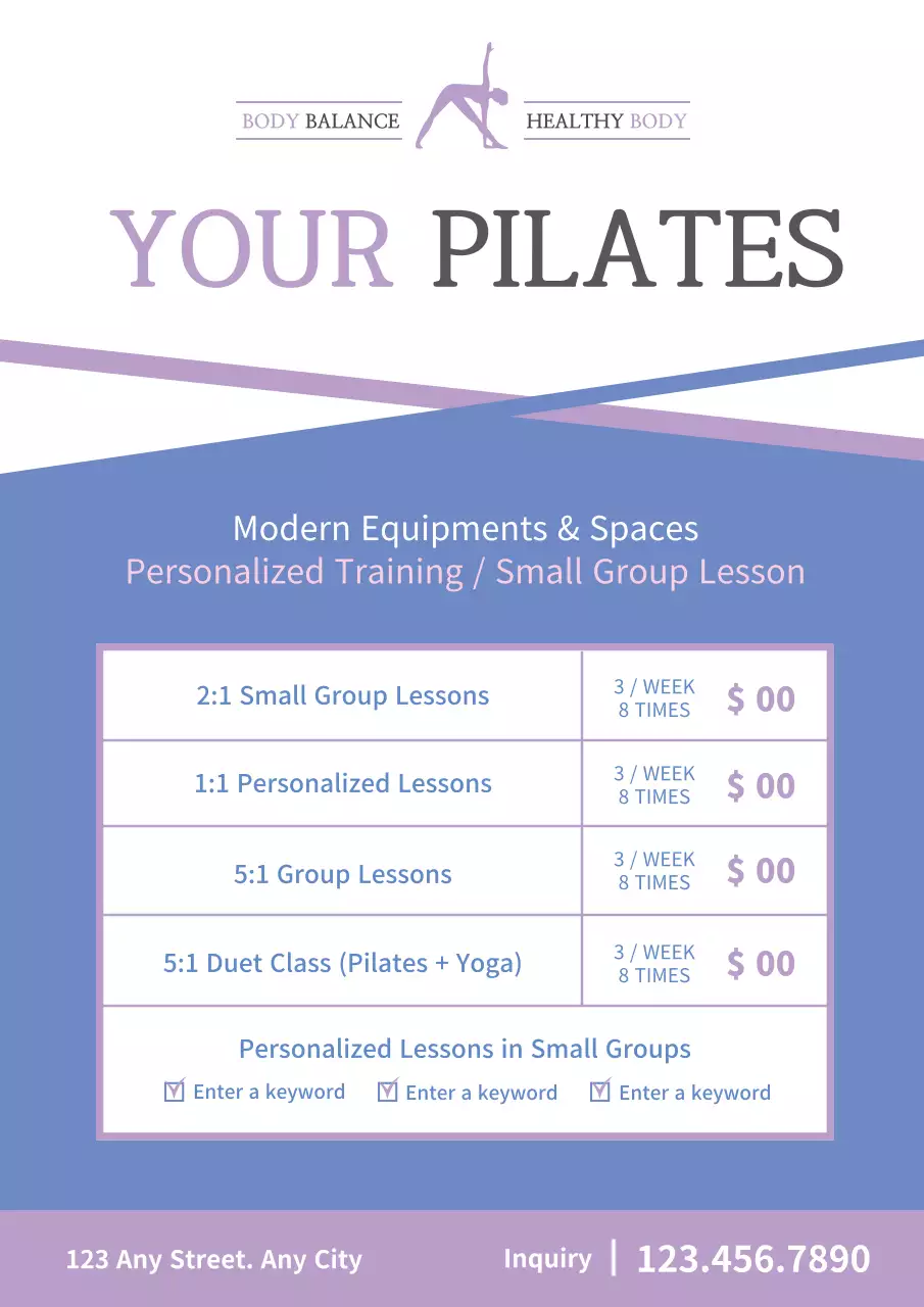 Blue Modern Pilates Promotion Poster