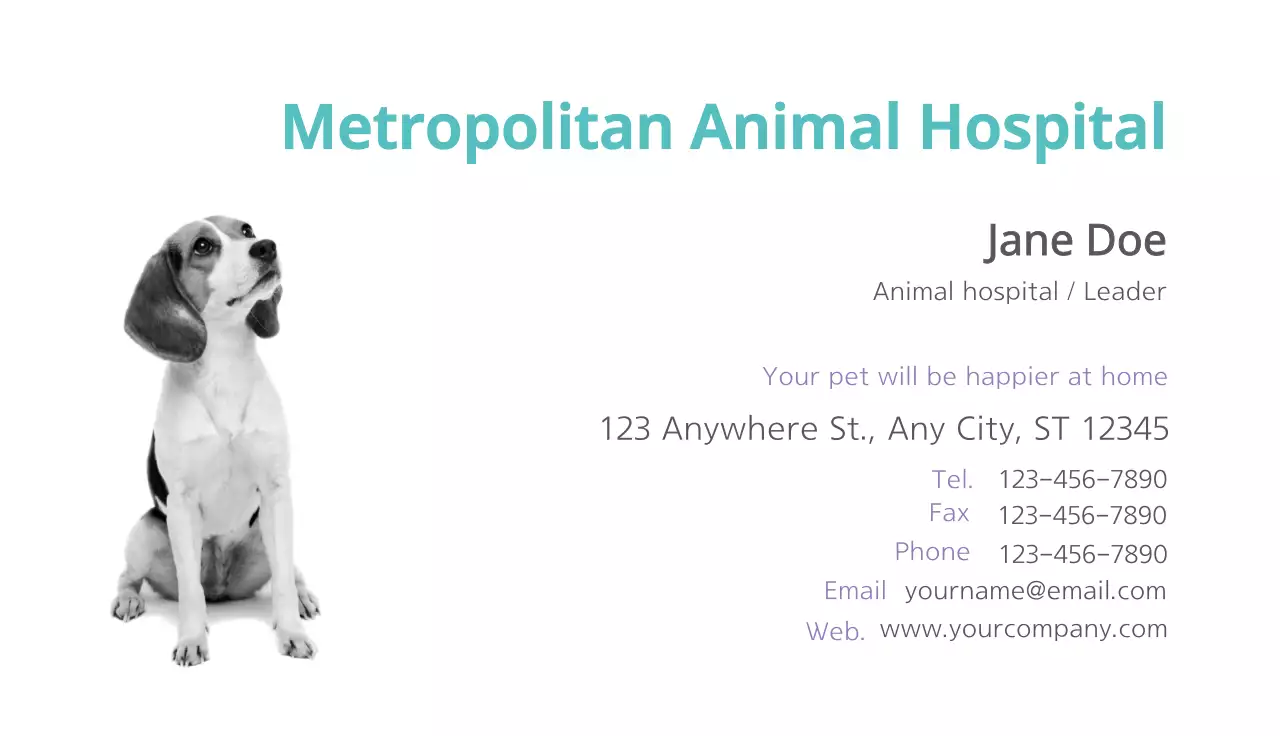 White Minimal Animal Business Card