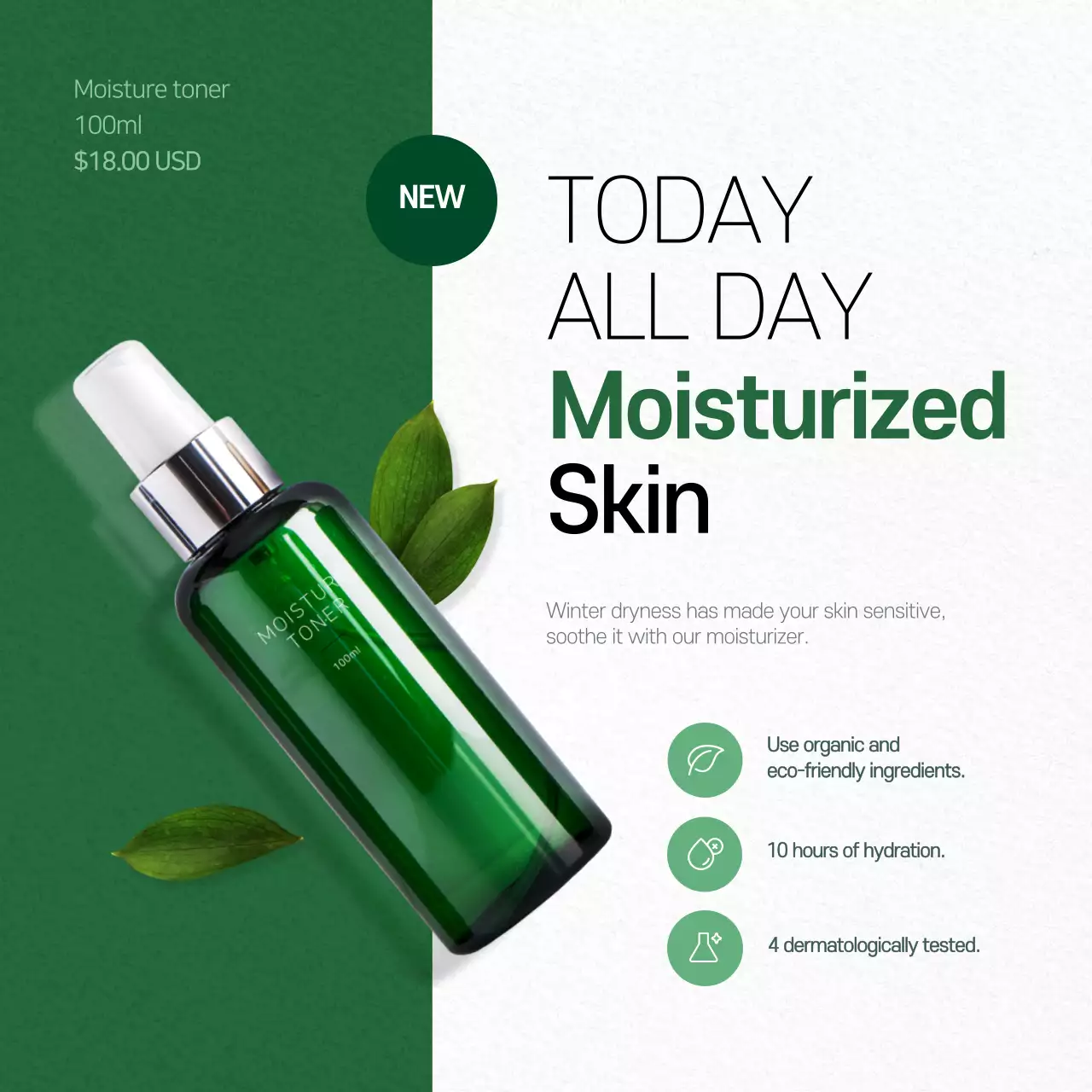 Green Modern Skincare Promotion Instagram Post