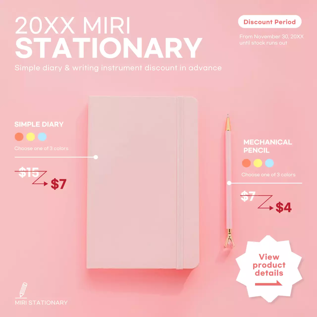 Simple pink diaries on sale