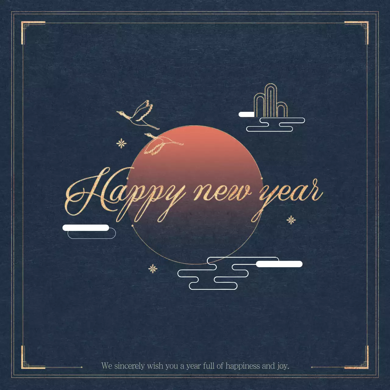 Navy Elegant New Year's Card Instagram Post