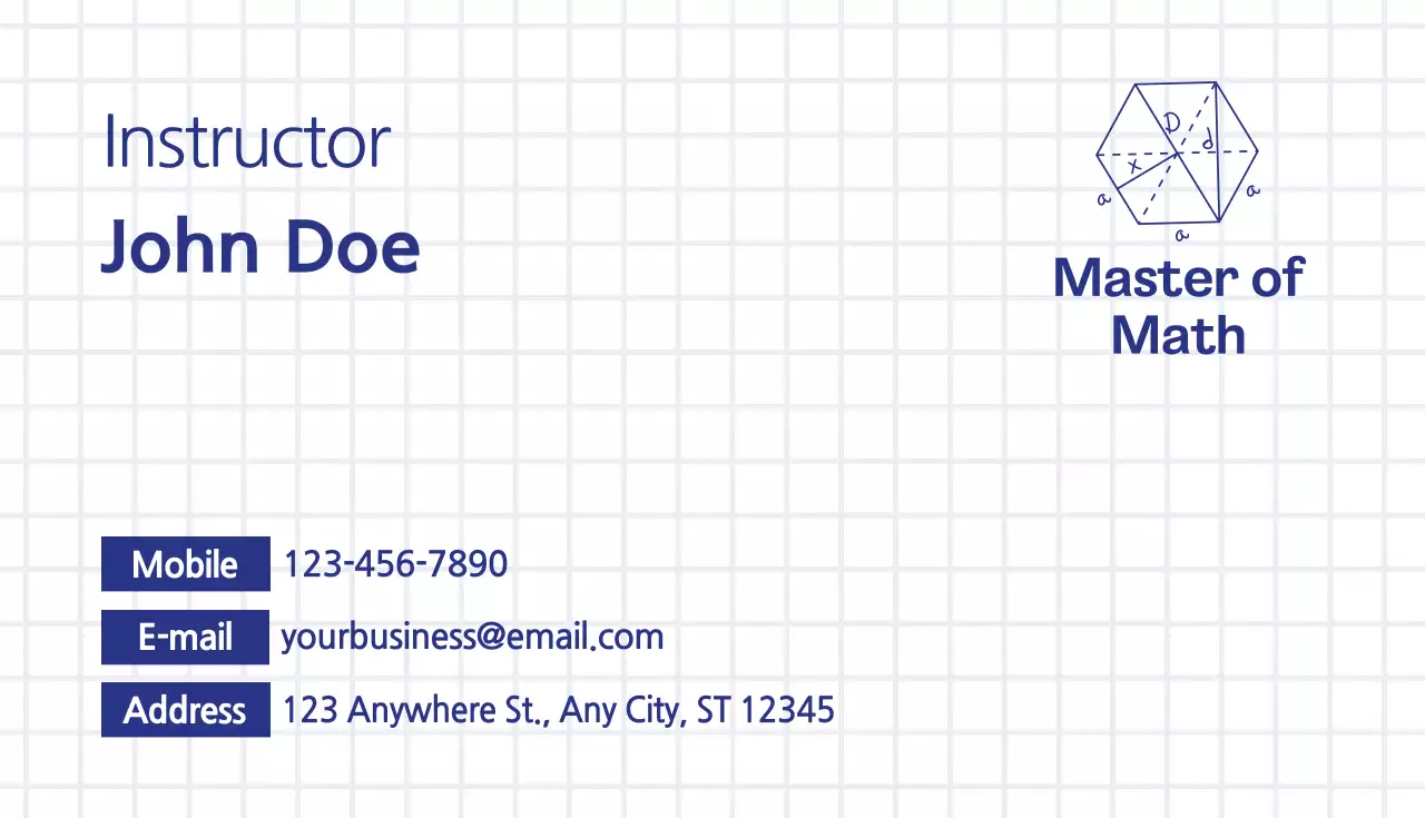 Blue Minimal Math Promotion Business Card