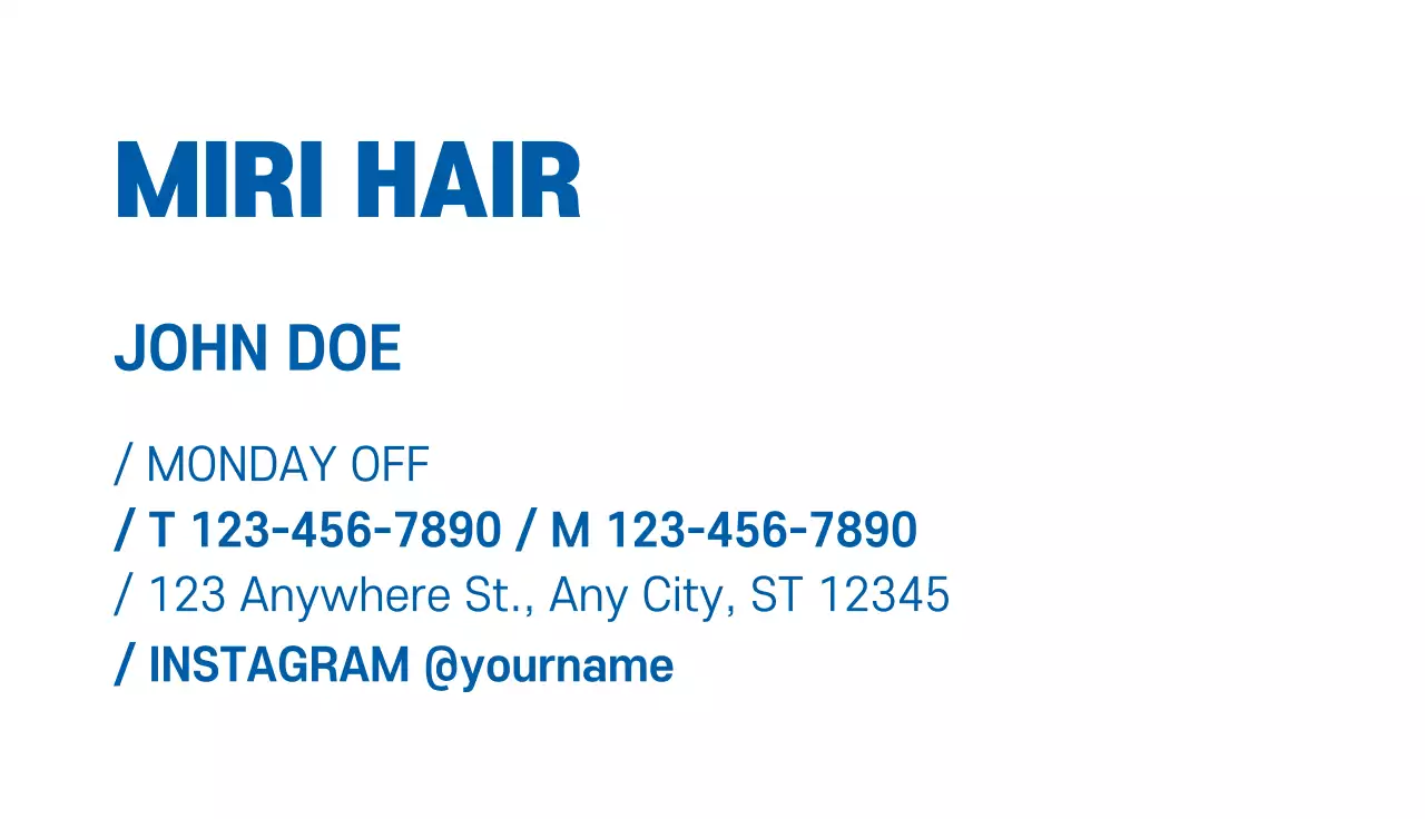 Blue Modern Hair Business Card