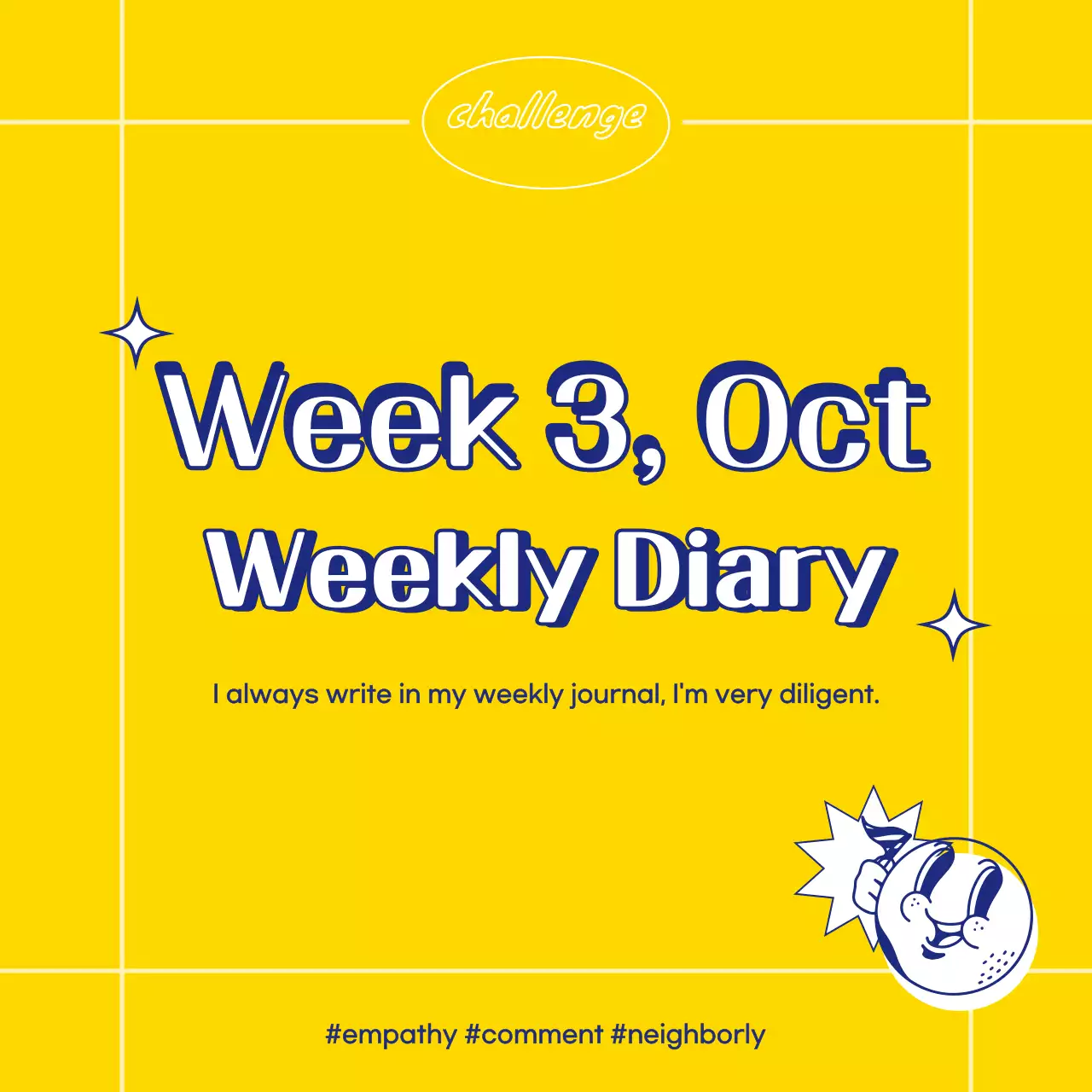 Kitschy yellow and blue weekly diary cover