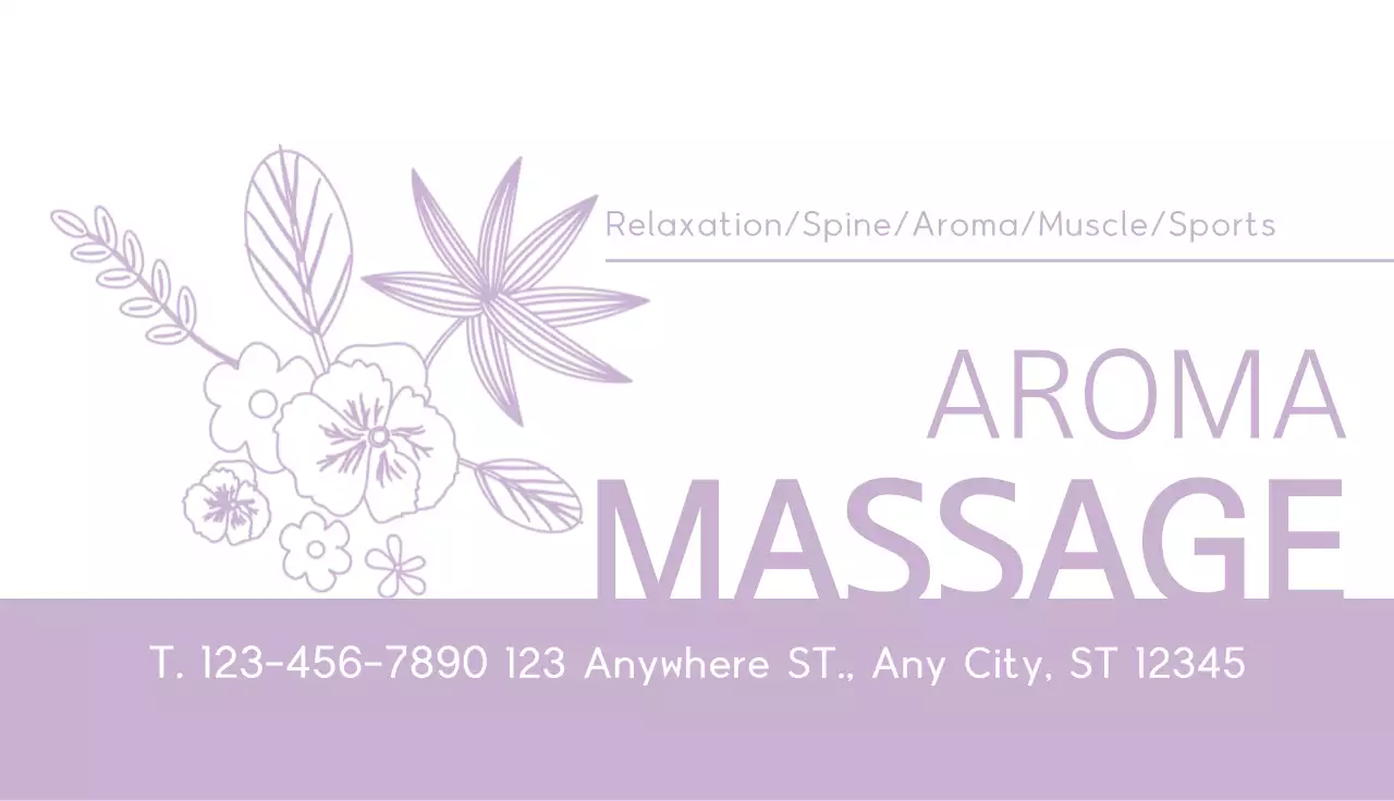Purple Elegant Massage Business Card
