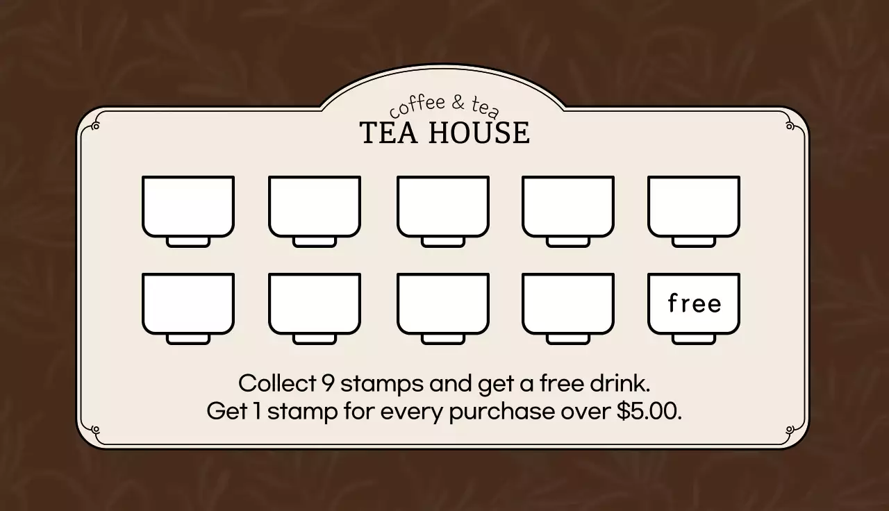 Brown apricot illustration logo cafe tea coupon