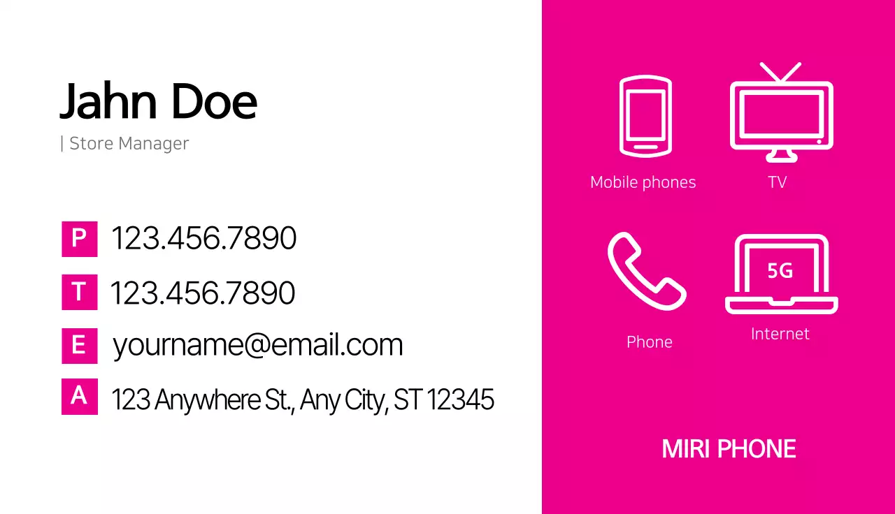 Pink Modern Telecom Business Card