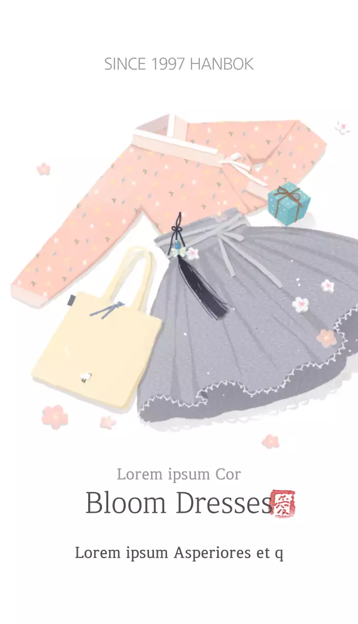 Cartão de visita de propaganda de Hanbok tradicional pastel