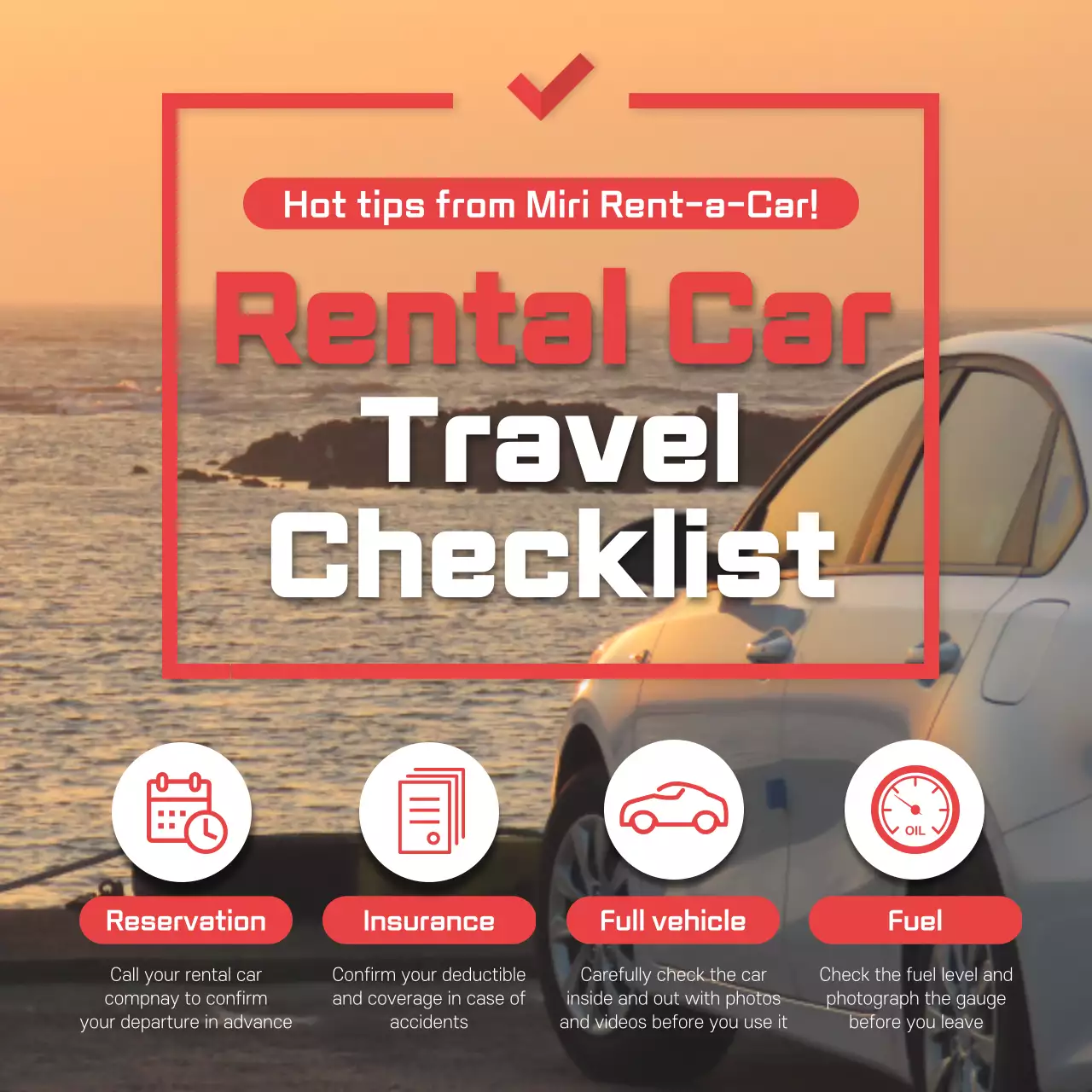 Car Rental Checklist for Traveling in Red Points Social Media