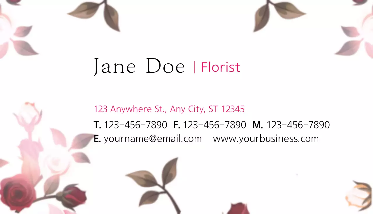 Pink Floral Florist Business Card