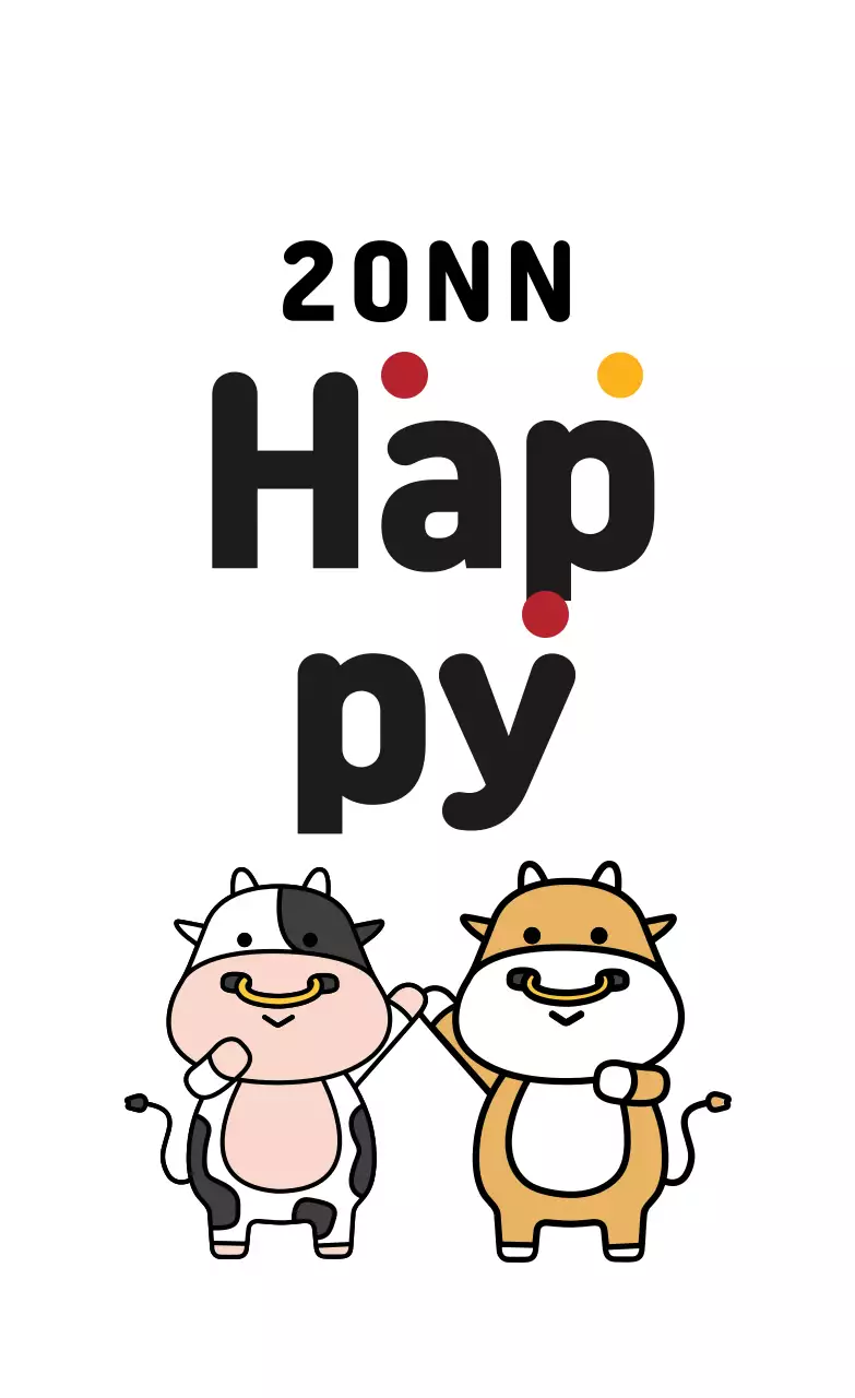 Ilustrasi putih label ucapan selamat Tahun Baru yang lucu