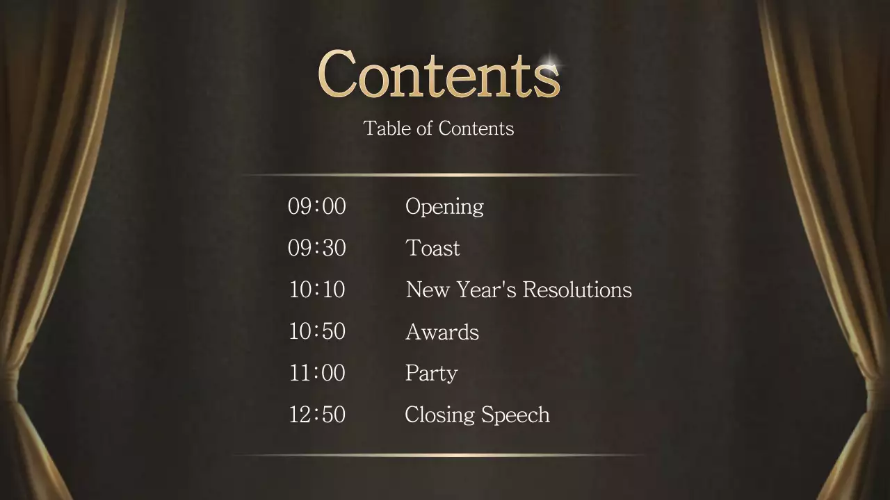 골드 엘레강트 새해 이벤트 프레젠테이션