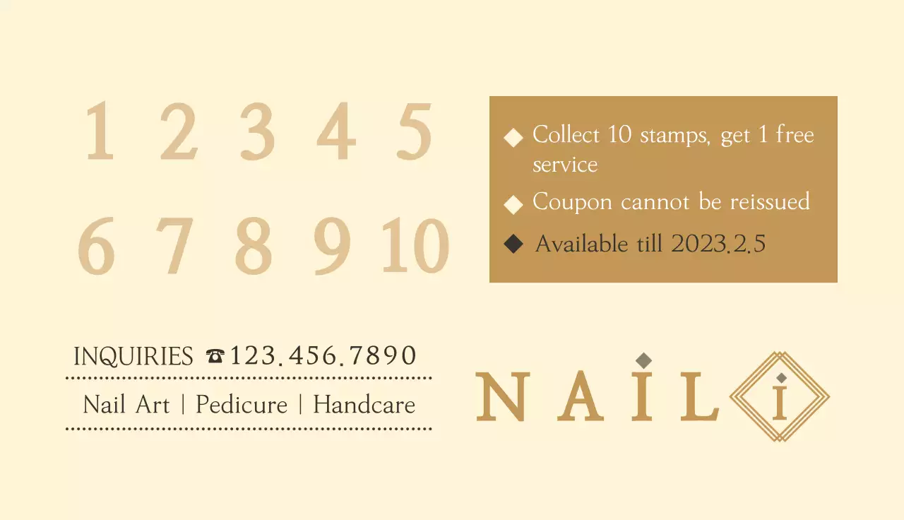 Beige Minimal Nail Promotion Business Card