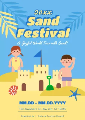 Blue Simple Festival Announcement Poster