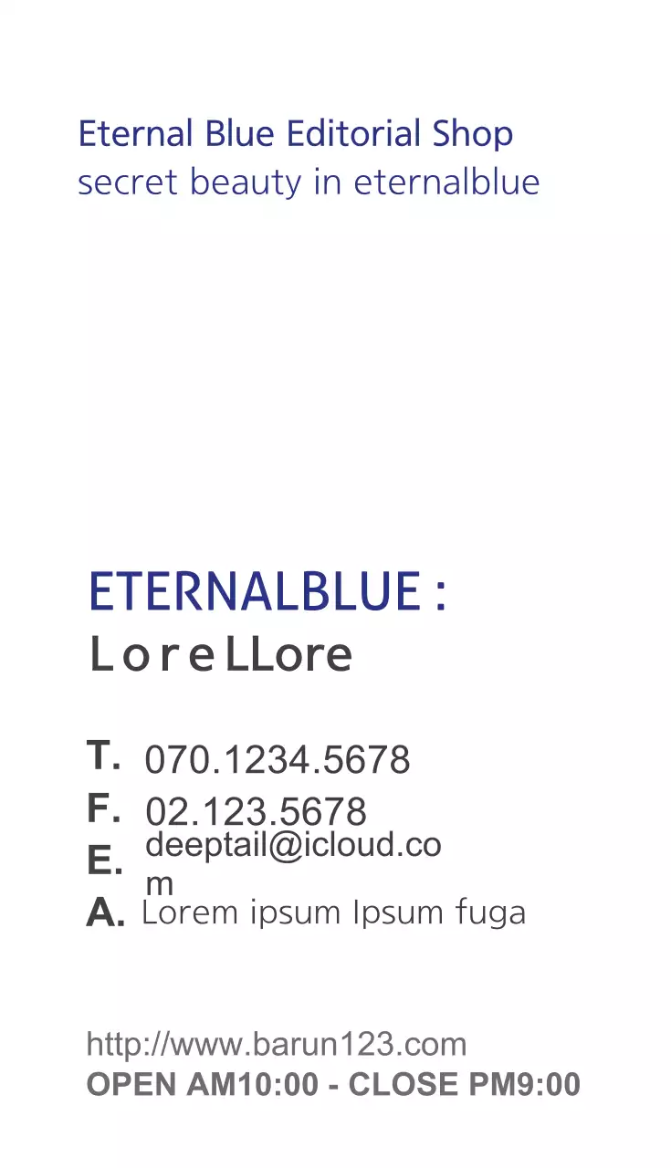 Kartu Nama Promosi Toko Minimal Biru