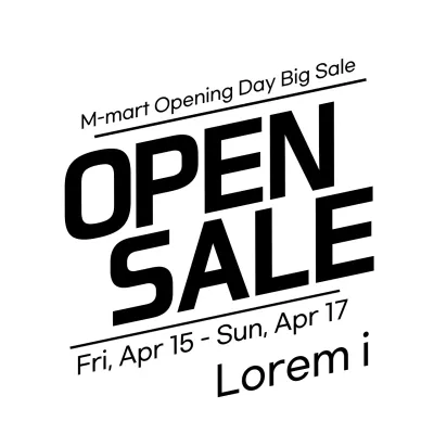 Promosikan acara penjualan pembukaan toko Anda dengan penyorotan teks berwarna hitam