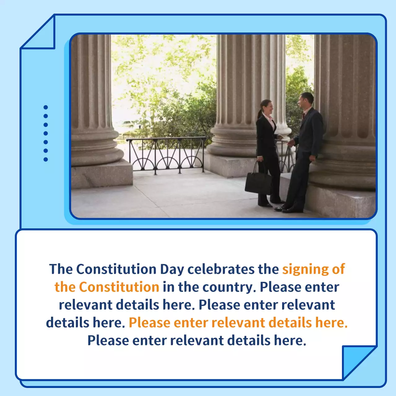Blue Minimal Constitution Announcement Instagram Carousel