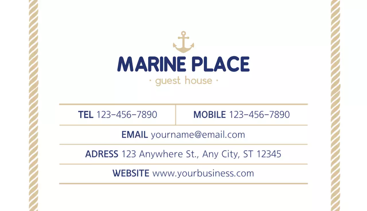 Navy Classic Guest House Business Card