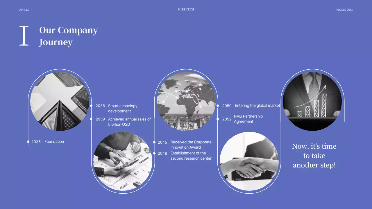 A simple event presentation in blue and gray