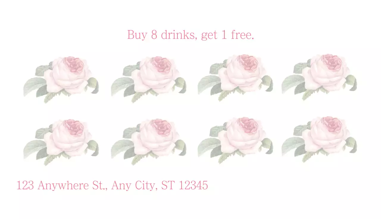 Pink Floral Coffee Promotion Business Card