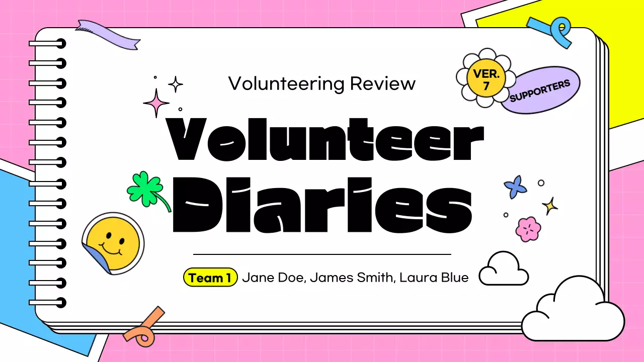 Pink Playful Volunteer Diary Presentation