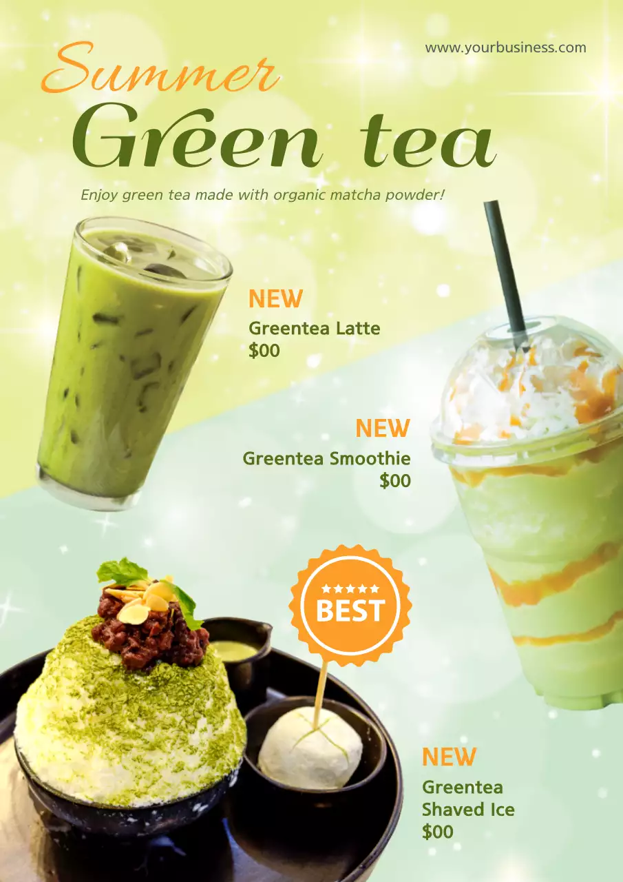 Green Trendy Tea Promotion Poster