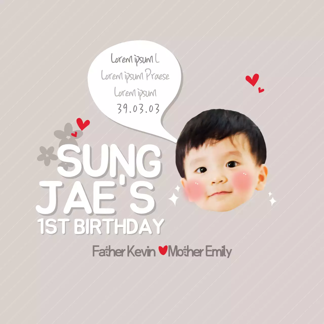 Biểu ngữ mời sinh nhật đơn giản màu be