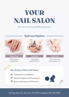 Blue Elegant Nail Promotion Poster