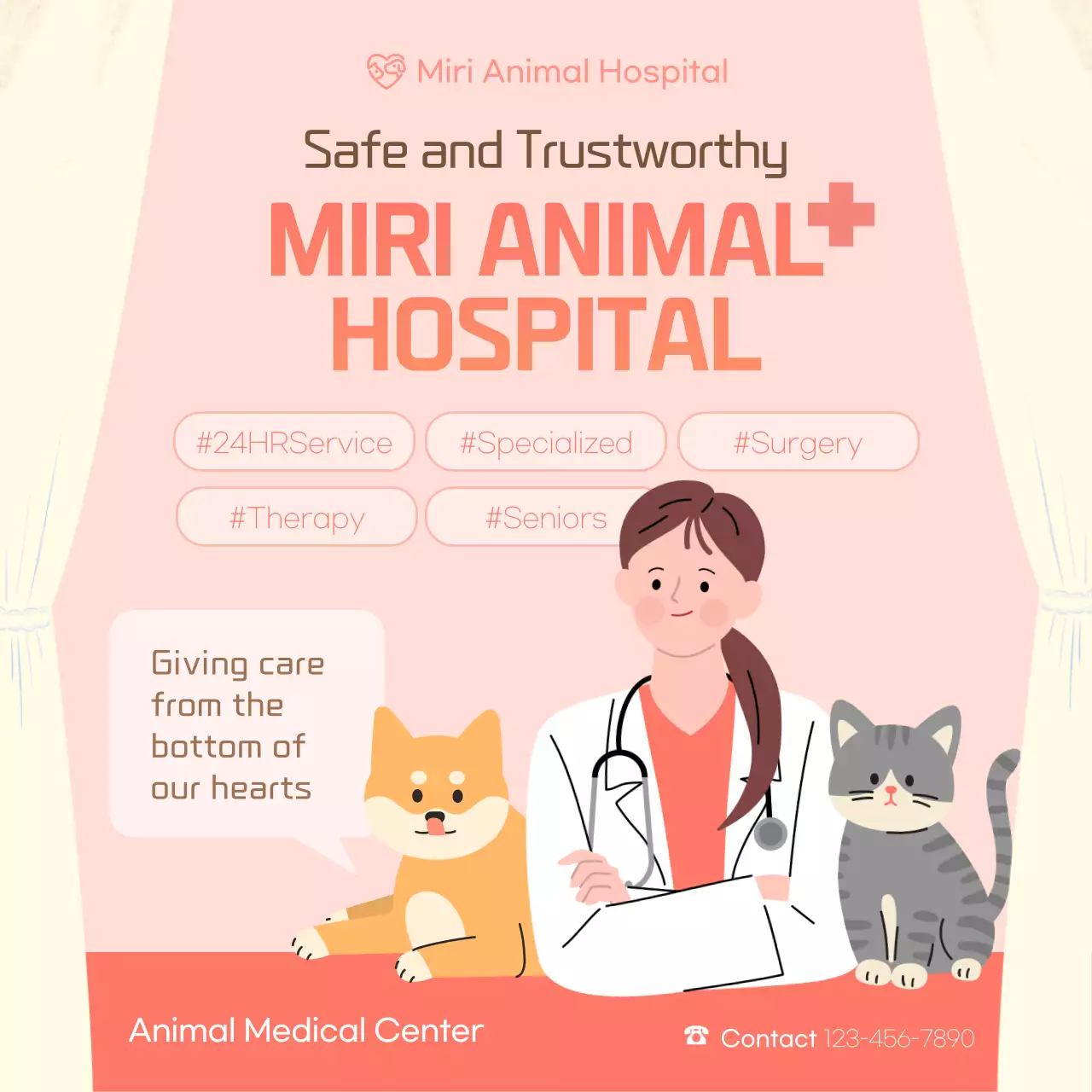 Coral Minimal Animal Promotion Social Media Post