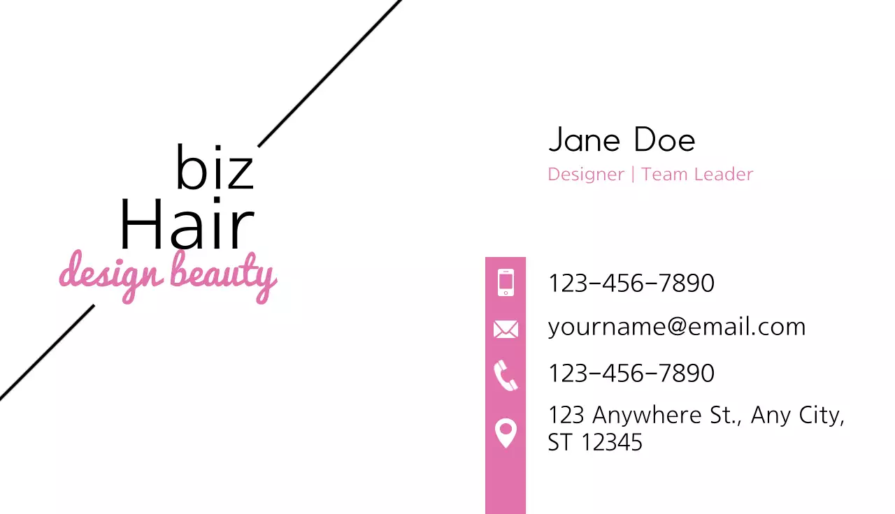 Pink Modern Hair Promotion Business Card