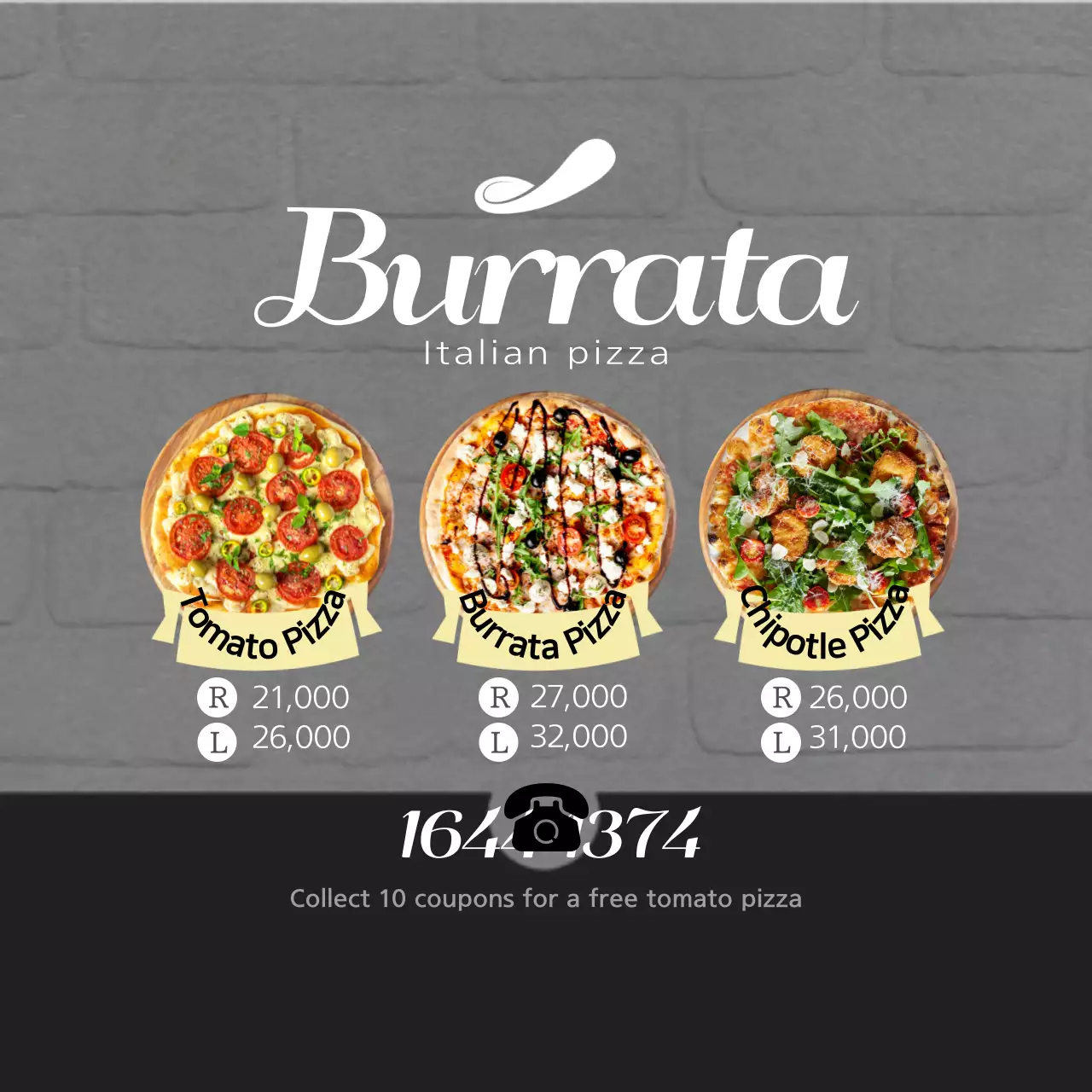 Grey Minimal Pizza Menu Banner