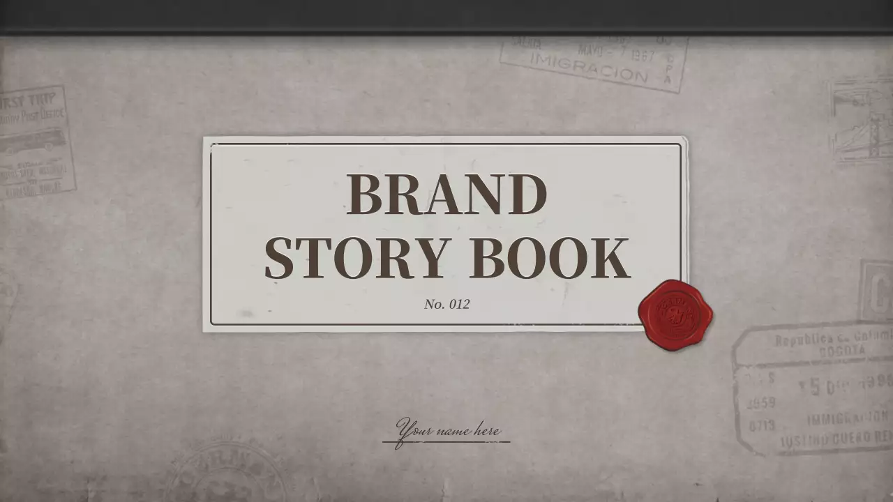 Storybook presentation with a brown, vintage notebook concept