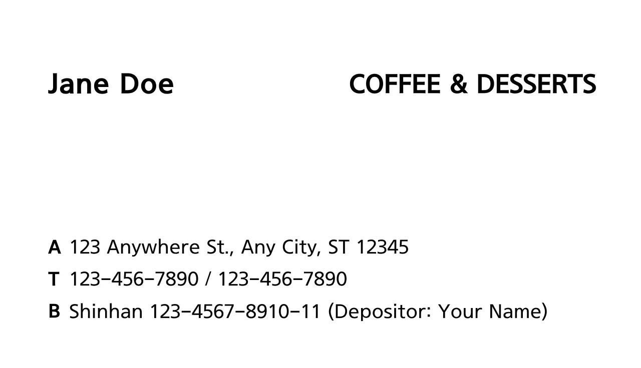 Black Minimal Cafe Business Card