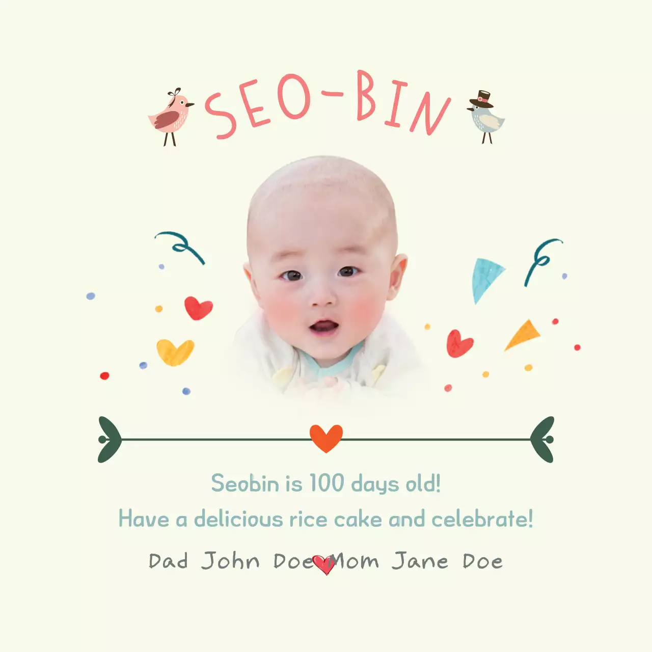 Biểu ngữ mời em bé đơn giản màu be