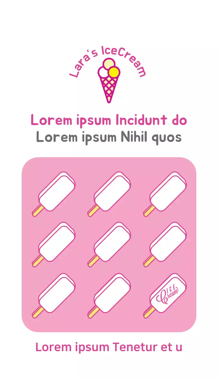 Cartão de visita promocional de sorvete da moda rosa