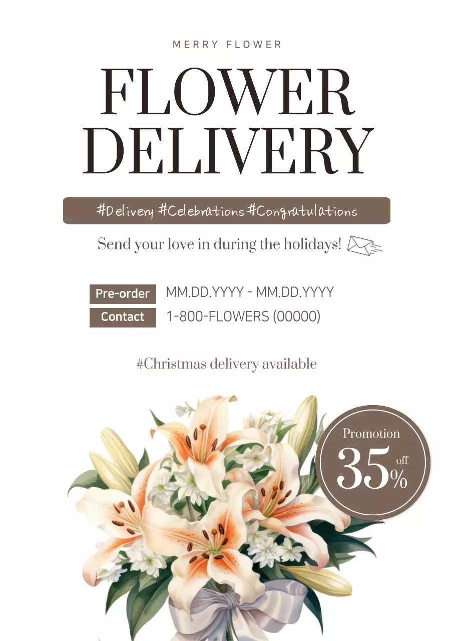 White Elegant Flower Promotion Poster