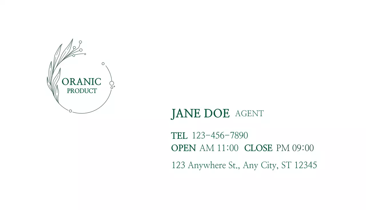 Green Minimalist Organic Business Card