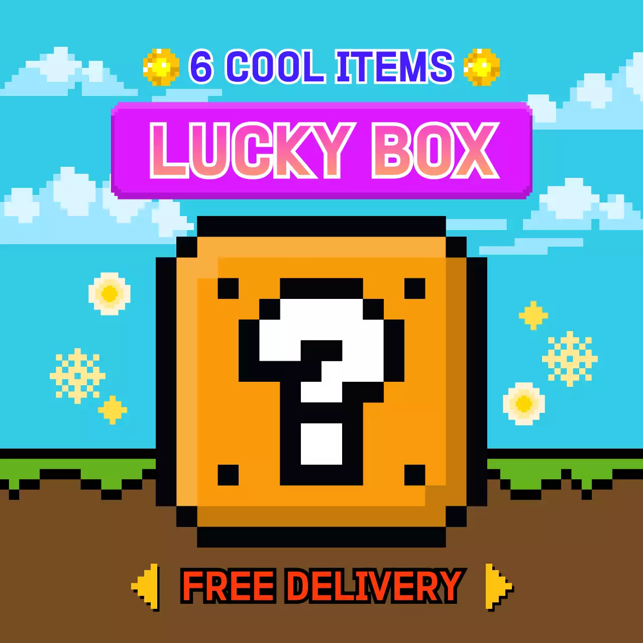 Blue Retro Lucky Box Promotion Social Media Post