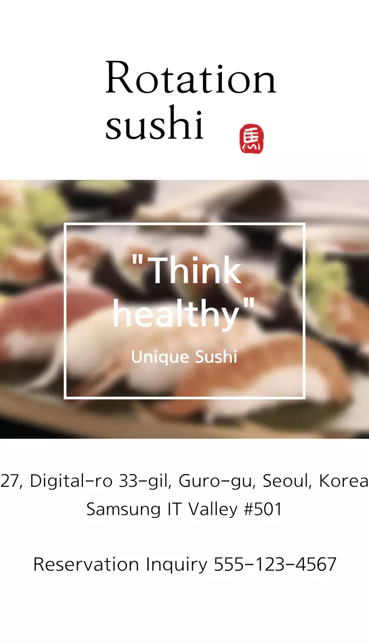 Kartu Nama Promosi Sushi Minimal Putih