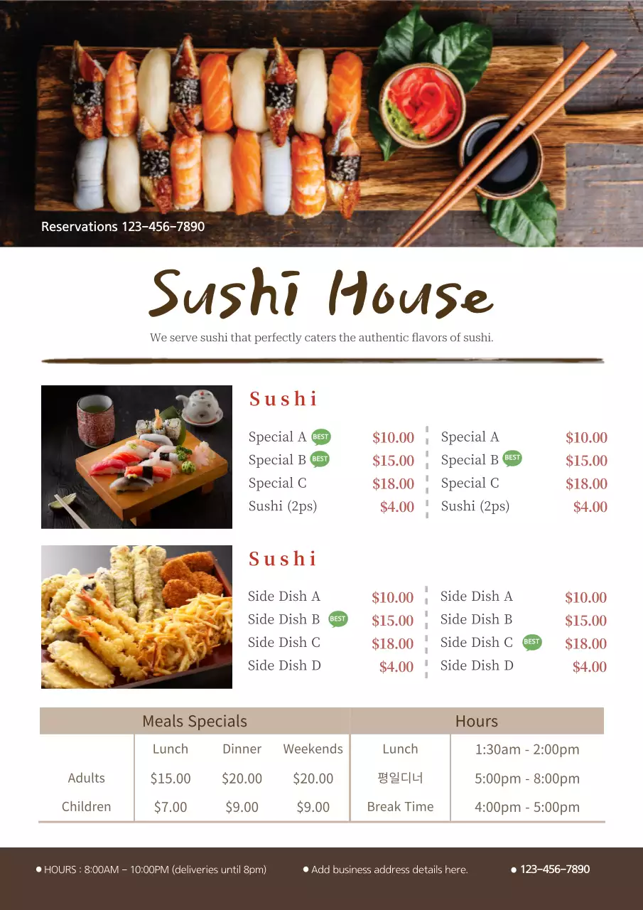 Brown Traditional Sushi Menu Poster