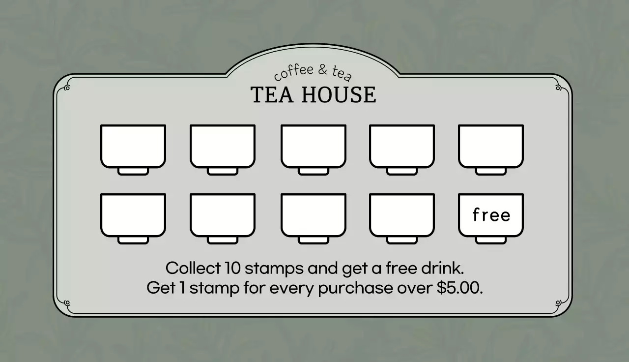 Green gray illustration logo cafe tea coupon